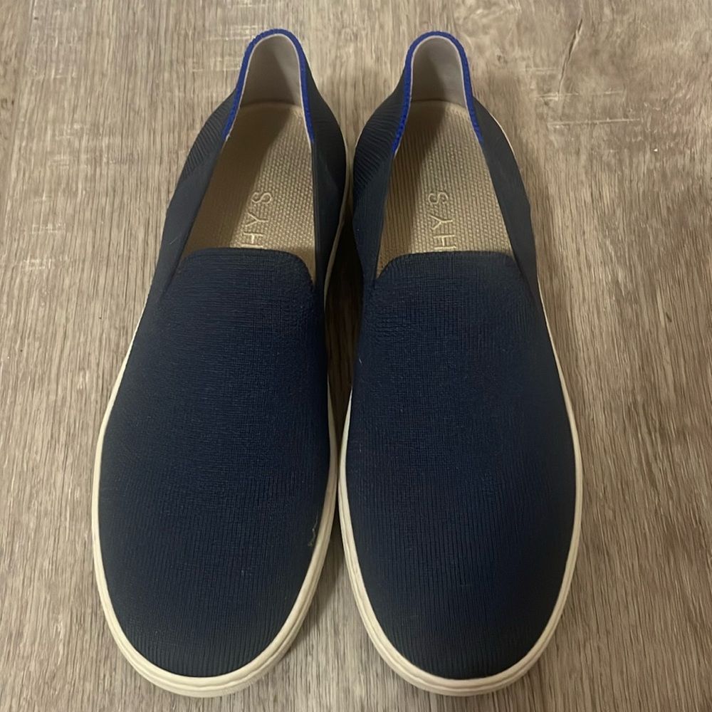 Rothy's navy blue slip ons